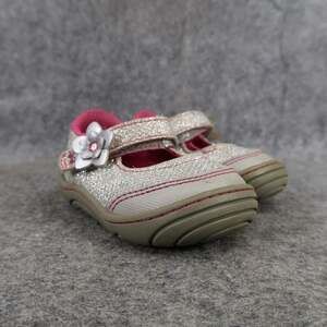 Stride Rite Surprize Shoe Baby 3 Mary Jane Pauline Glitter Adjustable Strap Grey